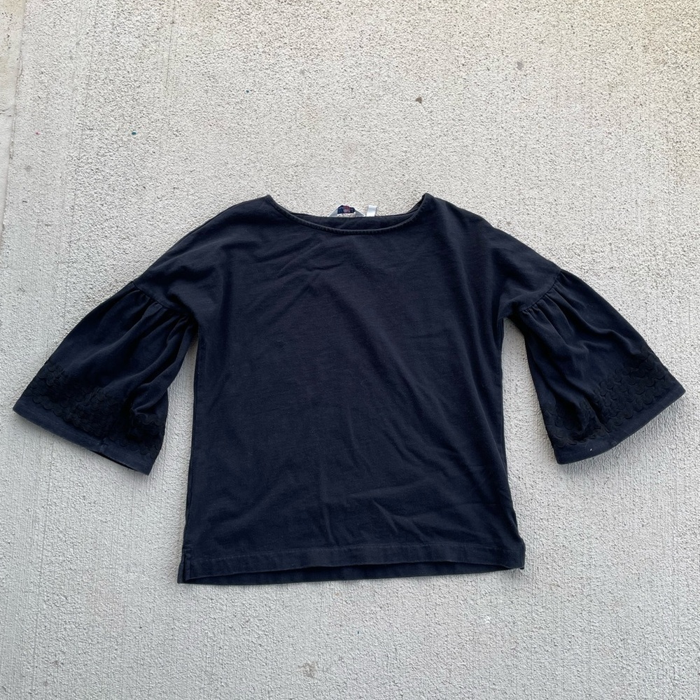 Vineyard Vines Black Puff Sleeve Top Small Cotton Embroidered Cottagecore